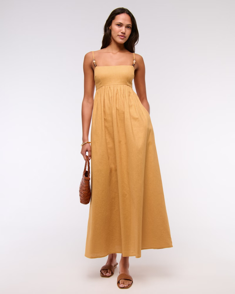 Women's Tie-Back Babydoll Maxi Dress | Women's Dresses & Jumpsuits | Abercrombie.com | Abercrombie & Fitch (US)