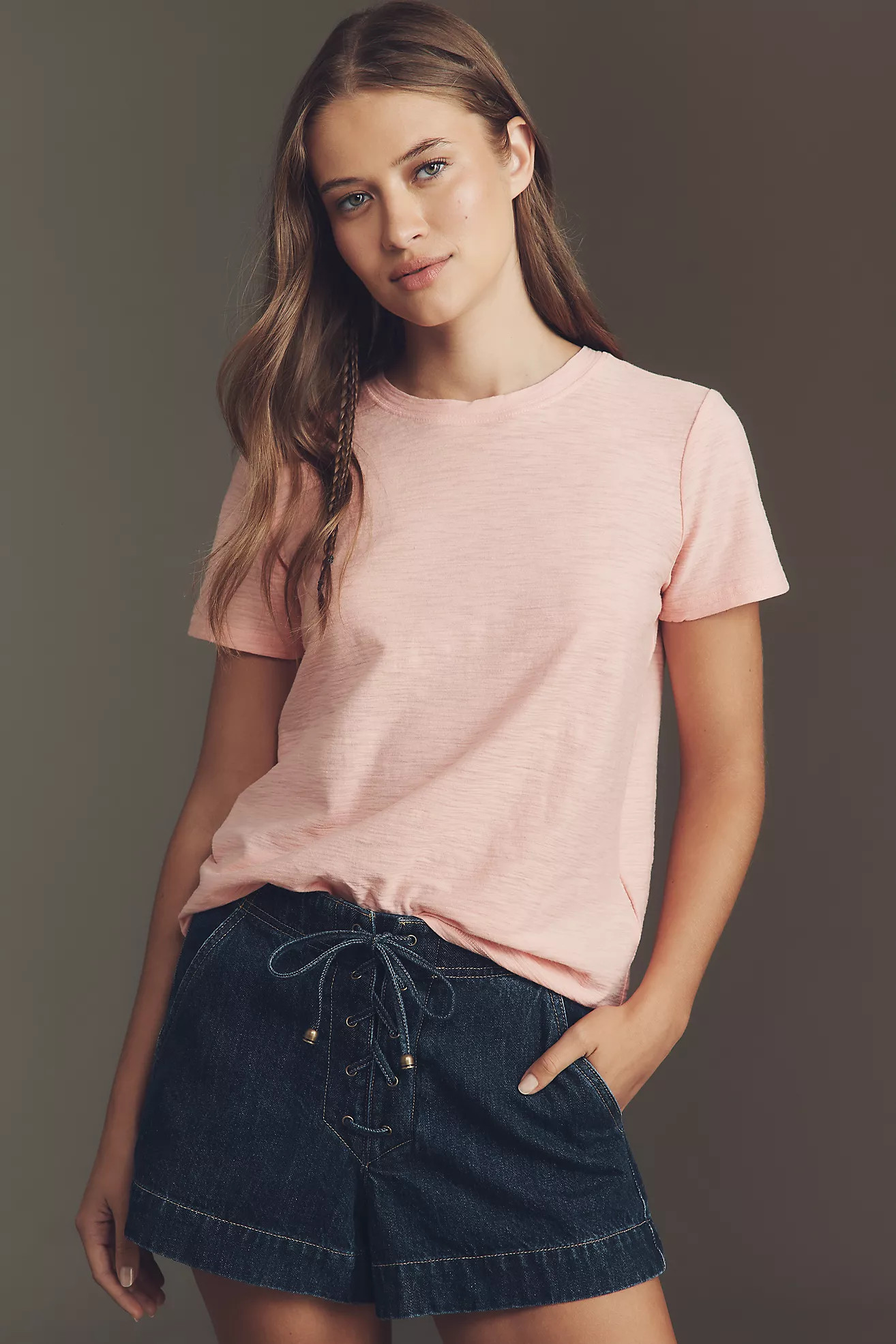 The Bennie Cotton Slub Crew-Neck Slim Tee by Pilcro | Anthropologie (US)