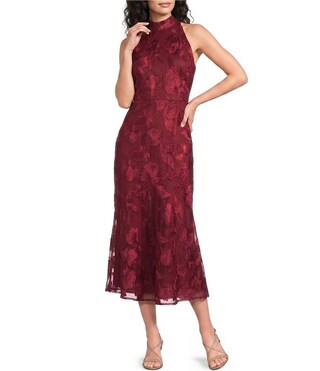 Sam Edelman Halter Embroidered Sleeveless Midi Dress - 12 | Dillard's