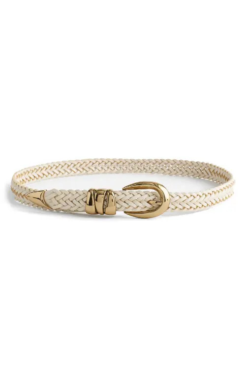 Madewell Woven Leather Triple Keeper Belt in Vintage Ivory at Nordstrom, Size Medium | Nordstrom