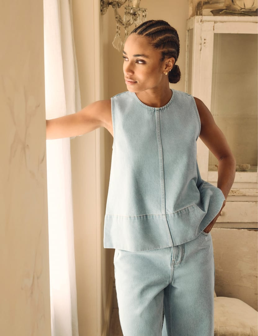 Blue Light Wash Denim Swing Top | Nobody's Child