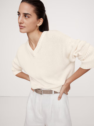 Cotton V-Neck Sweater | Banana Republic (US)
