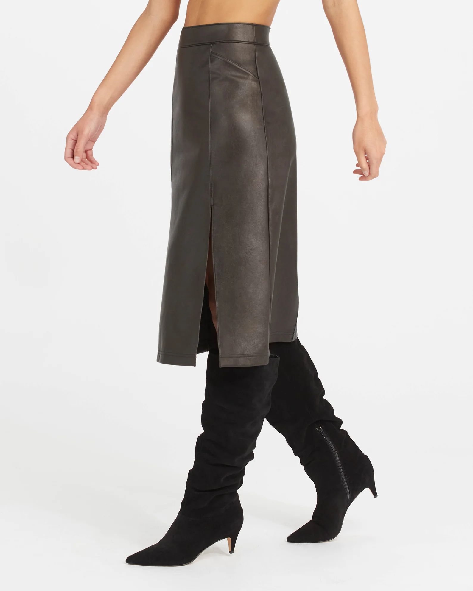 Leather-Like Midi Skirt | Spanx