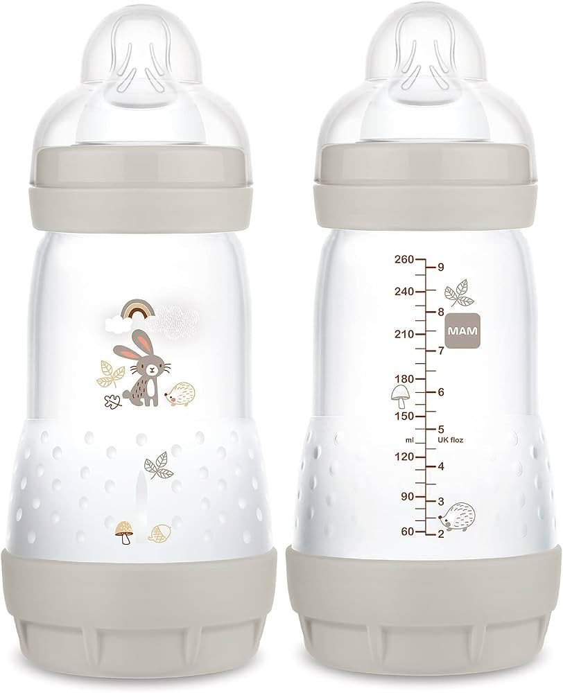 MAM Easy Start Matte Anti-Colic Baby Bottles, 9 oz (2 Count), Medium Flow Nipples, Unisex Baby,2 ... | Amazon (US)