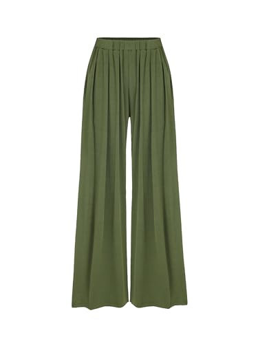 CIDER Palazzo Pants for Women Wide Leg Flowy Pants with Pockets Elastic Mid Waist Summer Beach Va... | Amazon (US)