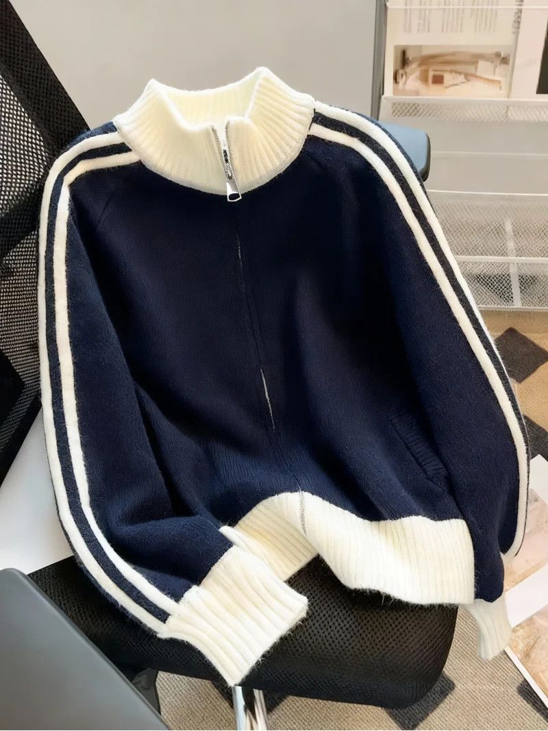 Womens Long Sleeve Sweater Sport Casual Shirt Loose Knit Cardigan Blue L | Walmart (US)