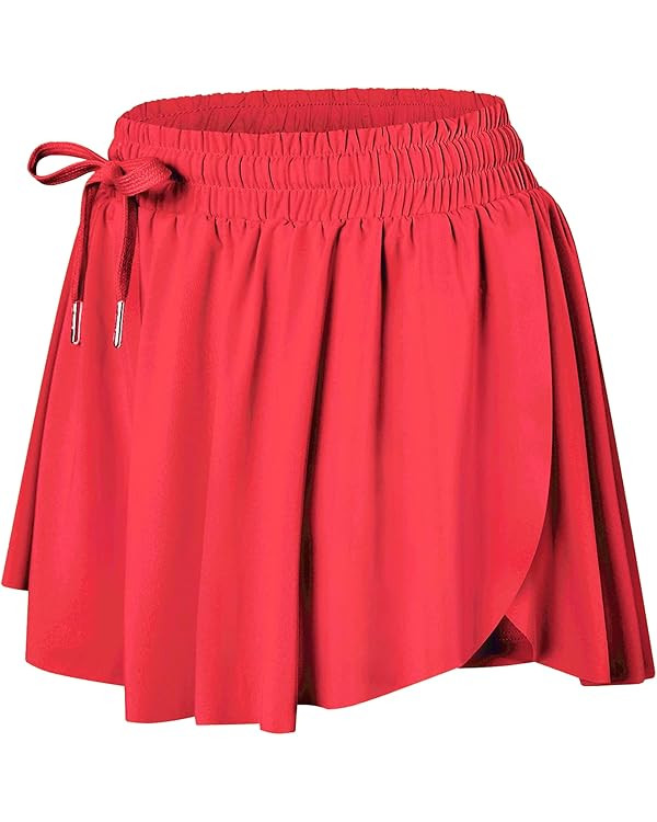 Wsirmet Flowy Shorts for Women Butterfly Shorts 2 in 1 Athletic Workout Gym Biker Running Shorts ... | Amazon (US)