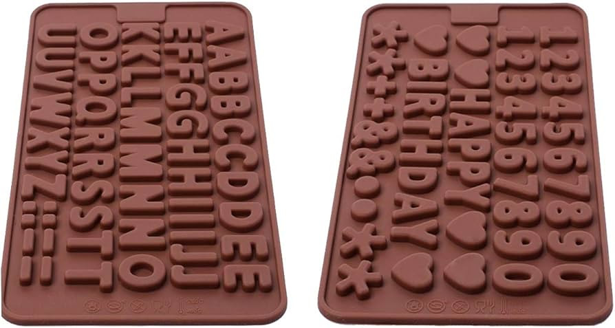 Silicone Letter Mold and Number Chocolate Molds with Happy Birthday Cake Decorations Symbols 2pcs | Amazon (US)