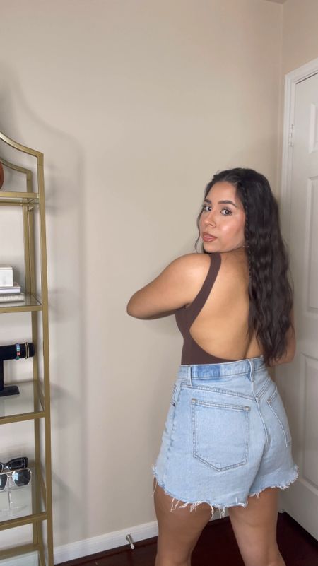 Amazon summer must have staple 
Seamless backless tank: small 
Abercrombie denim cut off shorts: 28 
Gold necklaces 
Nipple covers 

#LTKFindsUnder50 #LTKSummerSales #LTKStyleTip