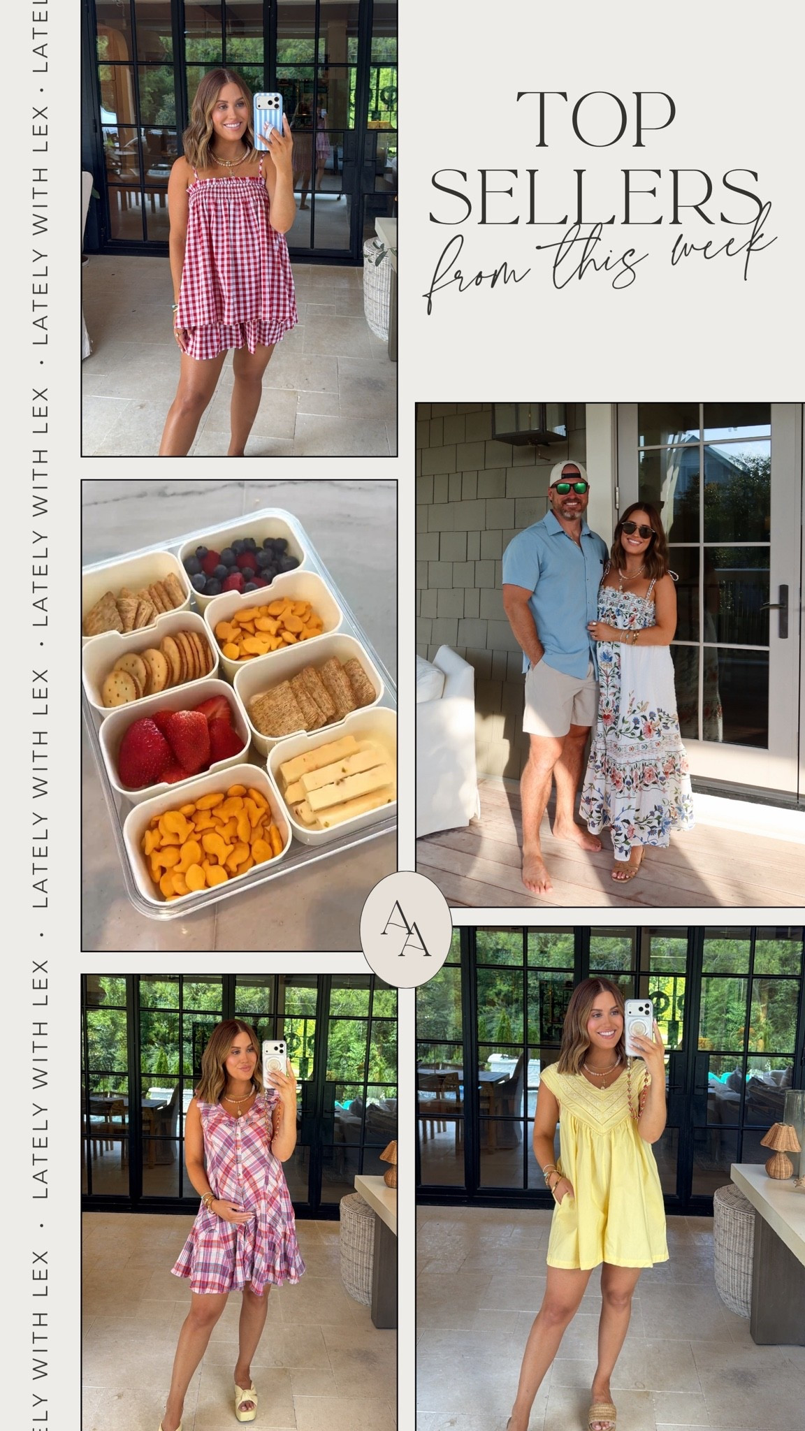 Top sellers for this week! ✨ 

1: Farm Rio floral stitched dress- wearing a small. 
2. Amazon Snack Box
3. Yellow V-Neck Romper- wearing an xs! Use code ALEXA20 for 20% off (last day of sale!) 
4. Amazon Red Gingham Set- perfect casual look for the Fourth of July & only $23! I’m wearing a small. 
5. Plaid Mini Dress- wearing an xs. Use code ALEXA20 for 20% off!

#LTKootd #LTKSaleAlert #LTKBump