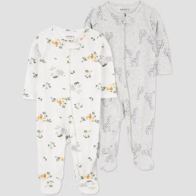 Carter's Just One You®️ Baby Boys' 2pk Giraffes Sleep N' Play - Gray/Ivory 9M | Target