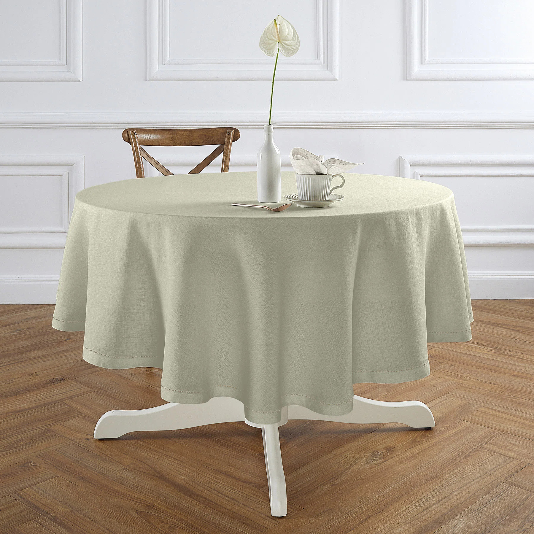 Solino Home Sonoma Hemstitch - 100% Pure Linen Round Tablecloth (Prewashed) | Wayfair | Wayfair North America