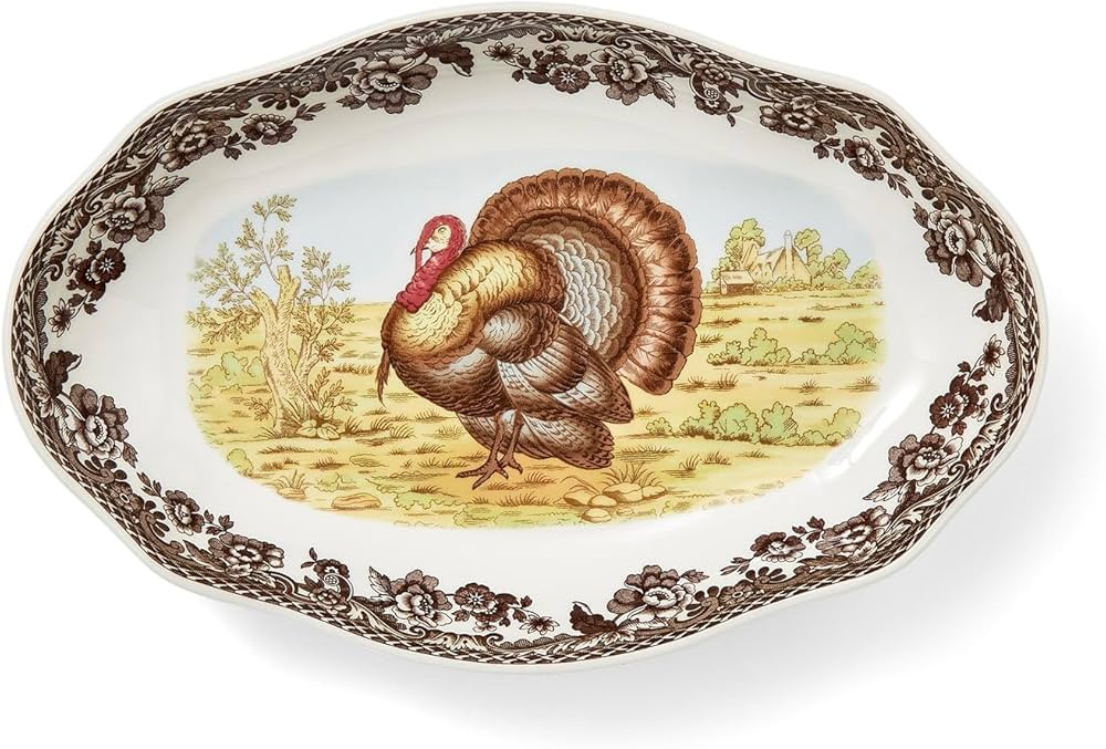 Spode Woodland 8.5" Side Dish - Turkey Design | Earthenware | Microwave and Dishwasher Safe | Mad... | Amazon (US)