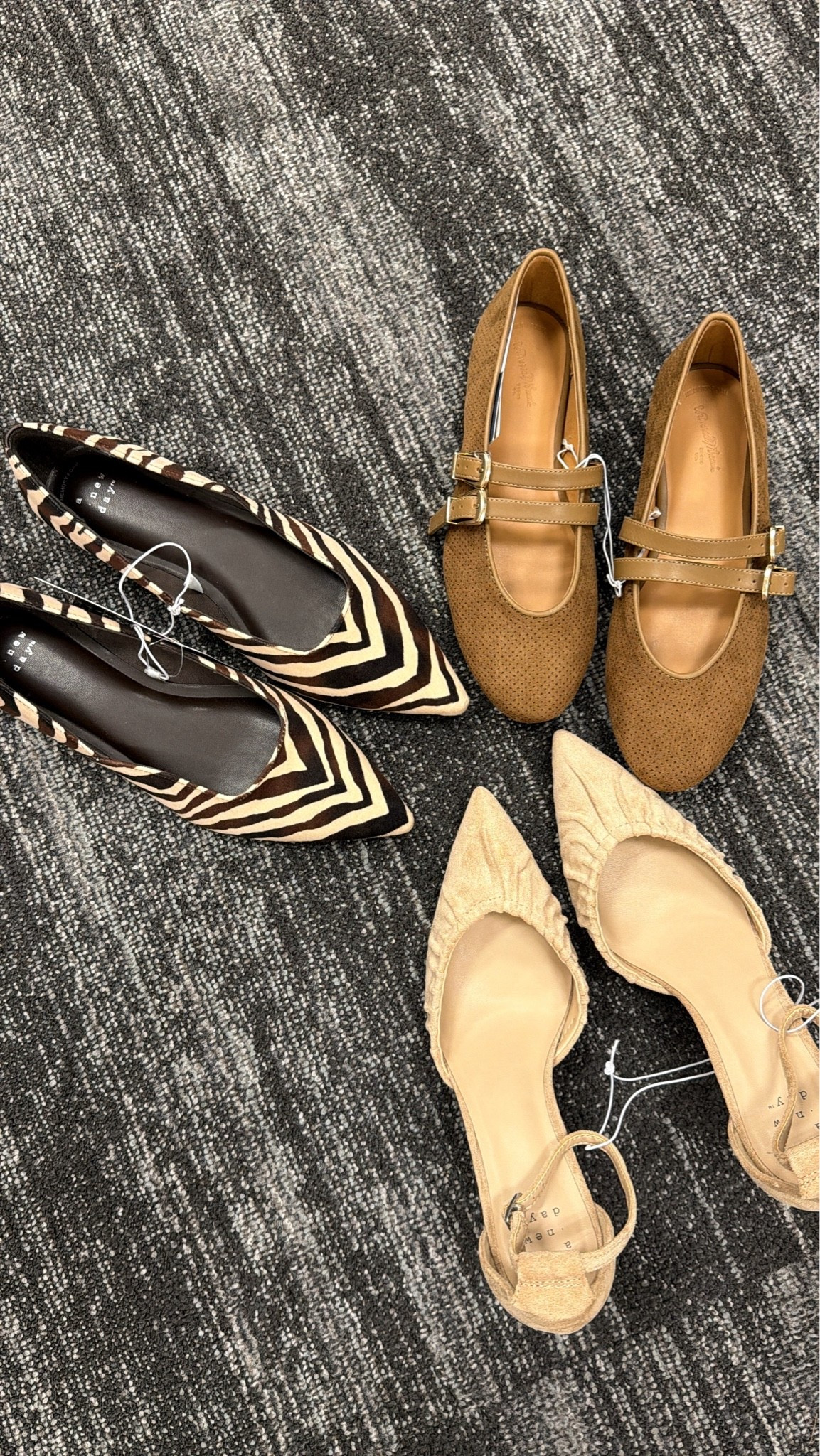 went through all the shoes at target and picked my top 3 fall finds! 

1. I ordered these zebra flats because they were stunning in person 😍 
2. I was super impressed with these cream suede pointed toe heels - they had memory foam which made them super comfortable & will be easy to style with so many looks this season
3. these brown faux suede ballet flats are inspired by the dolce vita flats I have & are great if you’re looking for a more affordable option

trending shoes, ballet flats, animal print, target finds

#LTKSeasonal #LTKdayinmylife #LTKWorkwear