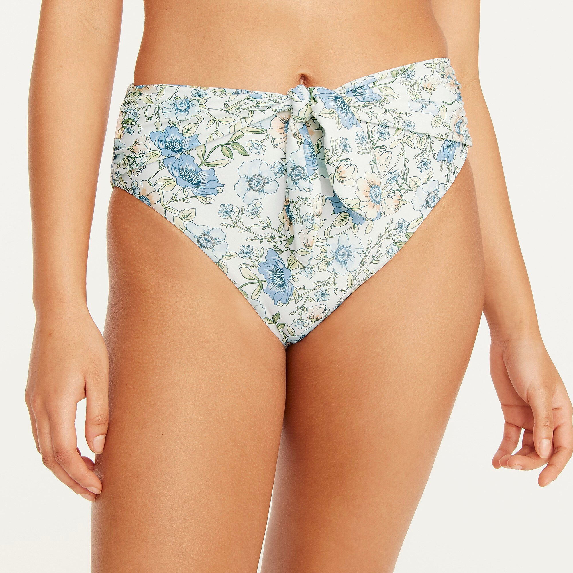 Tie high-rise bikini bottom in floral vines | J. Crew US