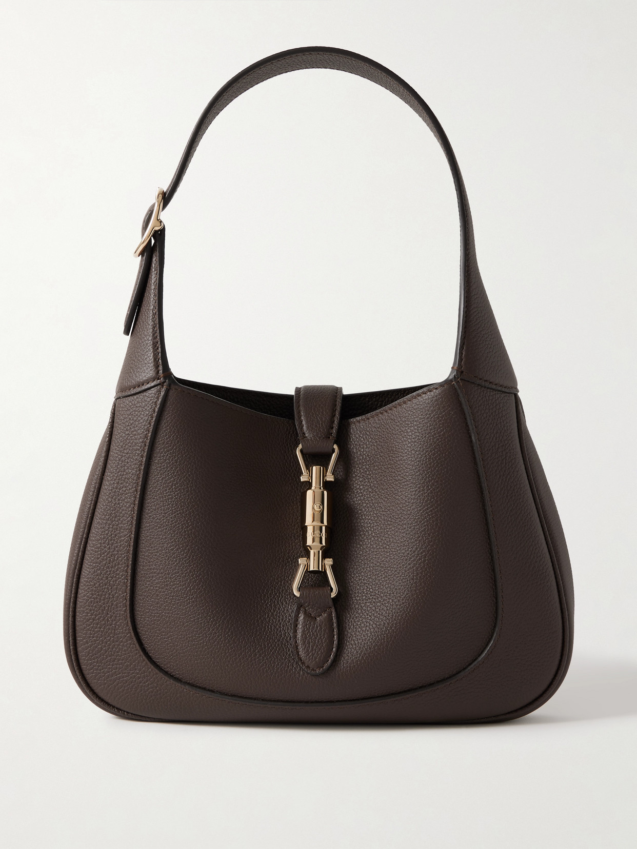 Gucci - Jackie 1961 Small Textured-leather Shoulder Bag - Brown | NET-A-PORTER (US)