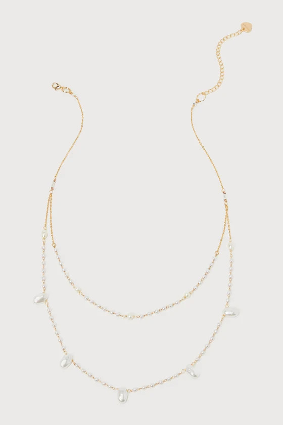 Glamour Pearl Gold Layered Beaded Necklace | Lulus