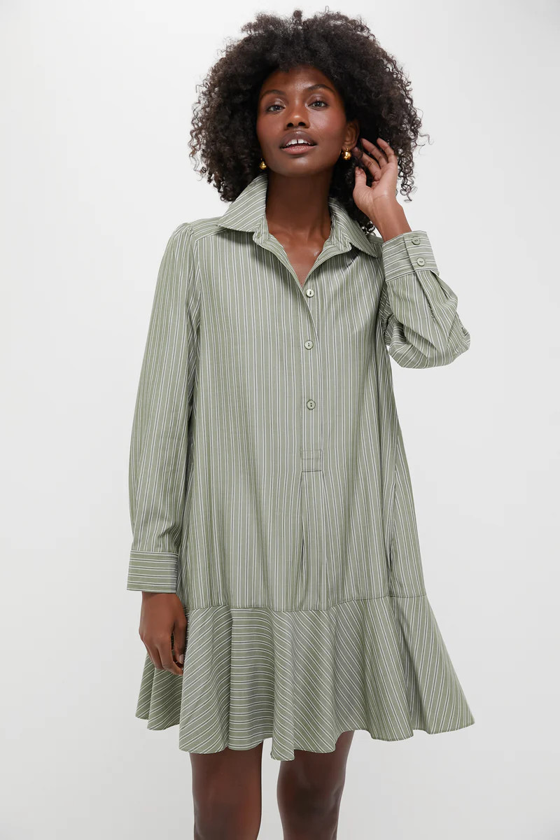 Green Stripe Callahan Shirt Dress | Tuckernuck (US)