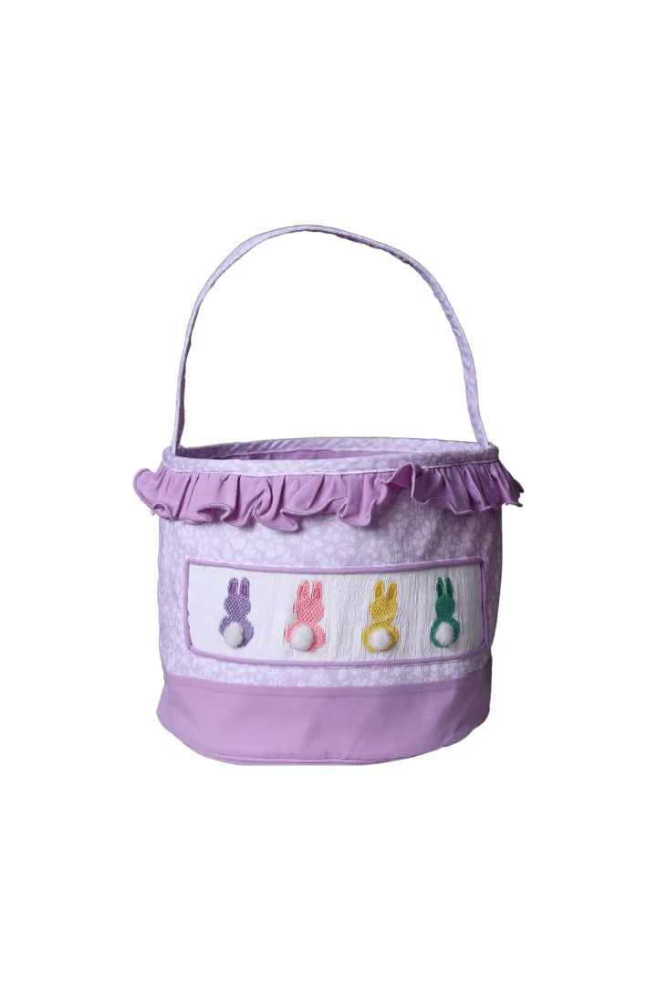 Smocked Peep Purple Floral Easter Basket | The Smocked Flamingo