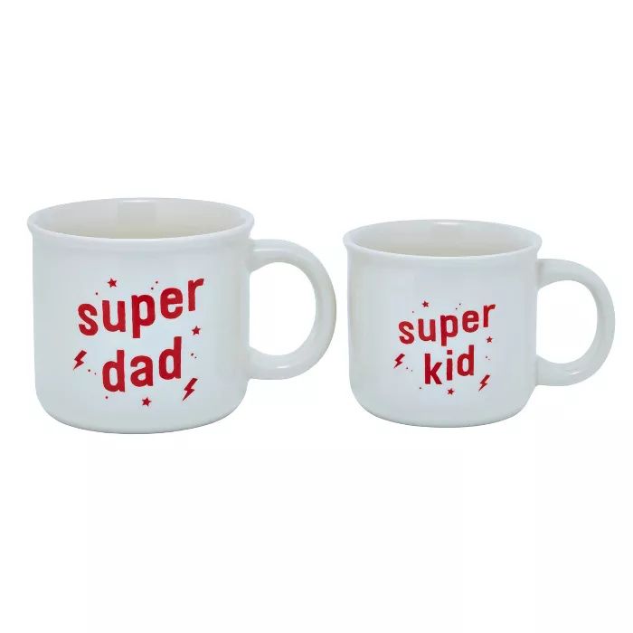 2pc Stoneware Super Dad and Super Kid Mug Set - Parker Lane | Target