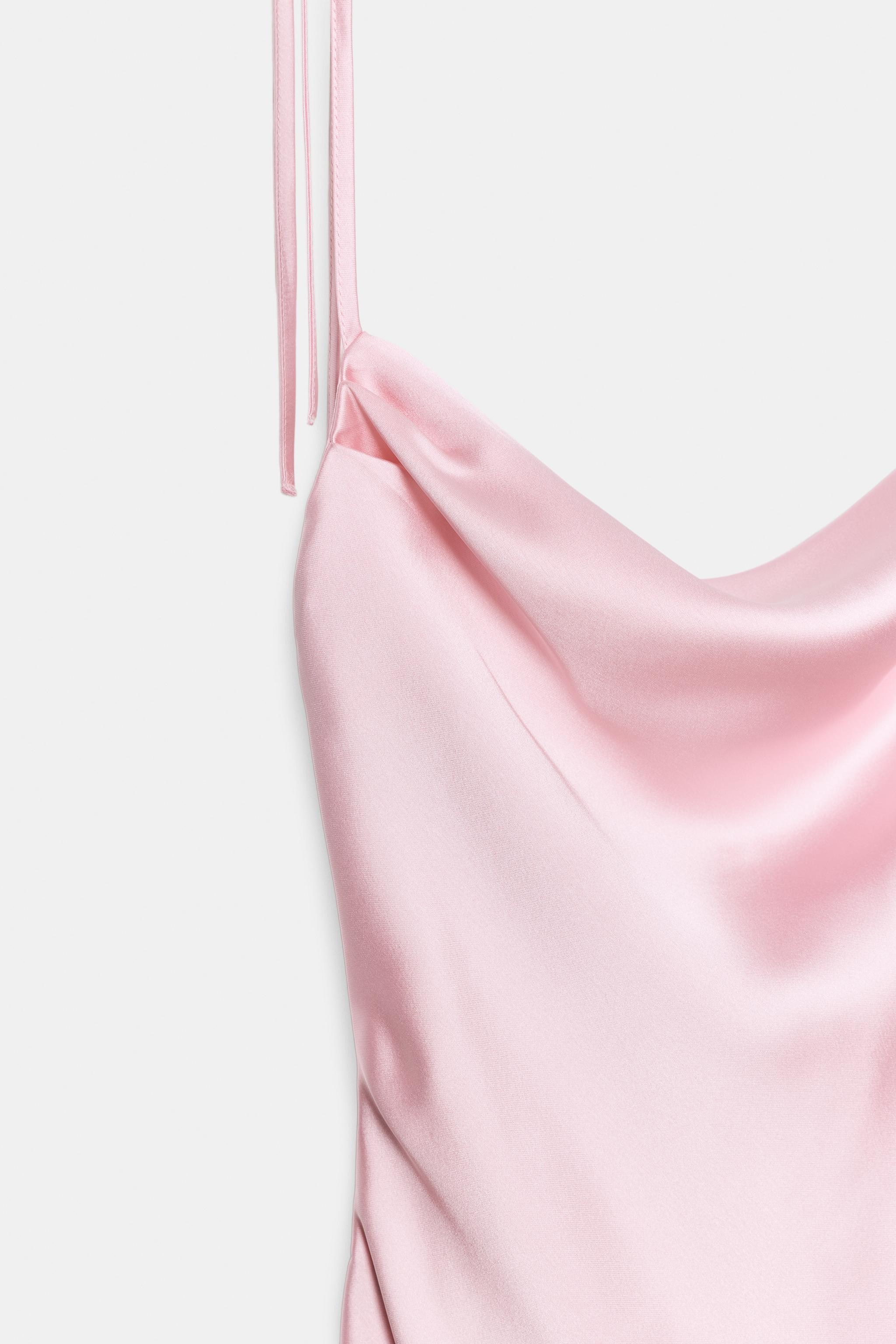 SATIN EFFECT MIDI DRESS WITH TIE STRAPS | Zara US