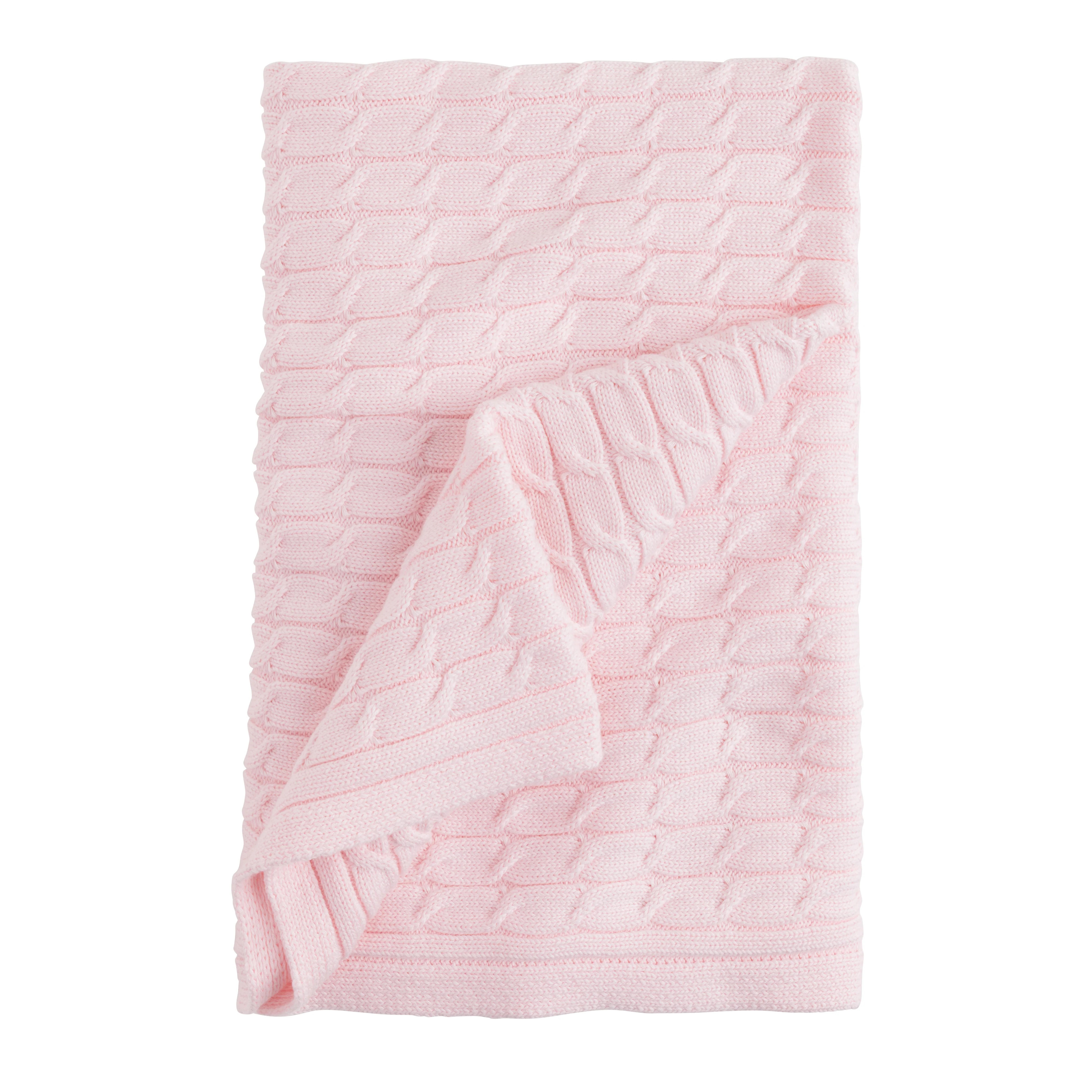 Soft Cable Knit Blanket - Pink Baby Blanket | Little English