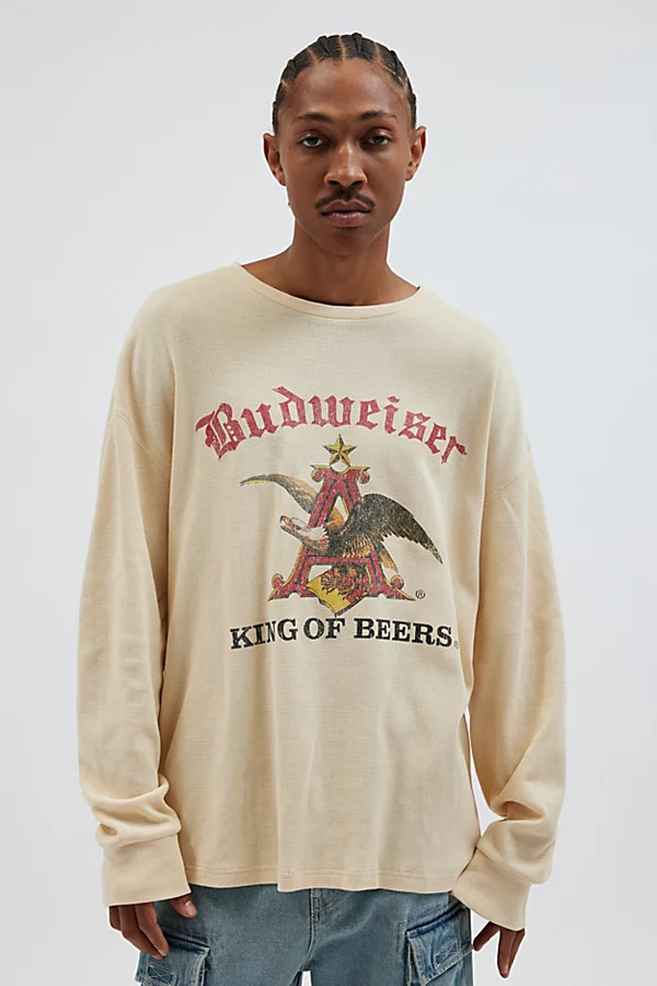 Budweiser Thermal Long Sleeve Tee in Cream, Men's at Urban Outfitters | Urban Outfitters (US and RoW)