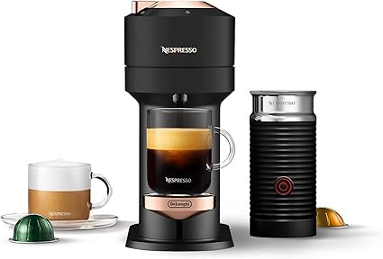 Nespresso Vertuo Next Coffee and Espresso Maker by De'Longhi, Deluxe Matte Black Rose Gold with A... | Amazon (US)