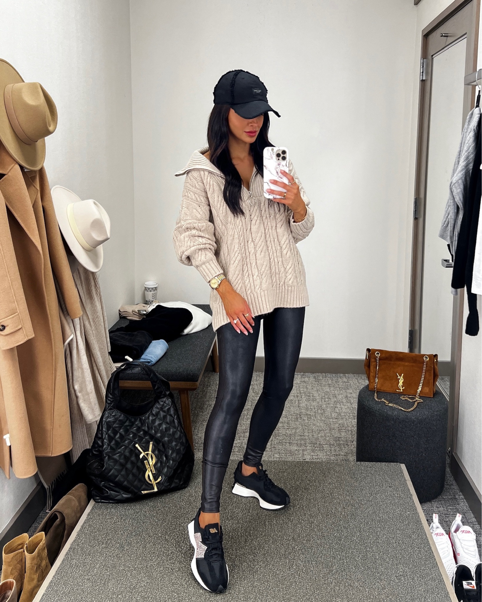 Casual fall outfit
Half zip sweater
Spanx faux leather leggings
New balance 327 sneakers 

#LTKShoeCrush #LTKFindsUnder100 #LTKSeasonal