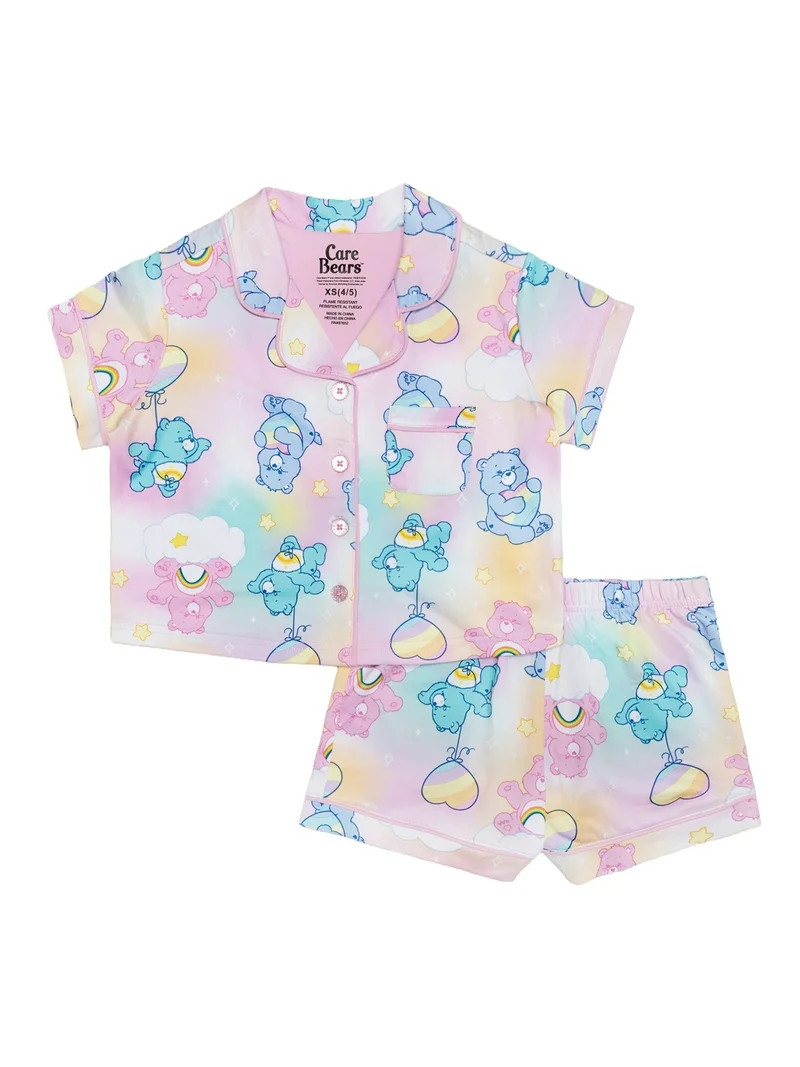 Care Bears Girls 2-Piece Jersey Short Sleeve Top and Short Coat Pajama Set, Sizes 4-12 | Walmart (US)
