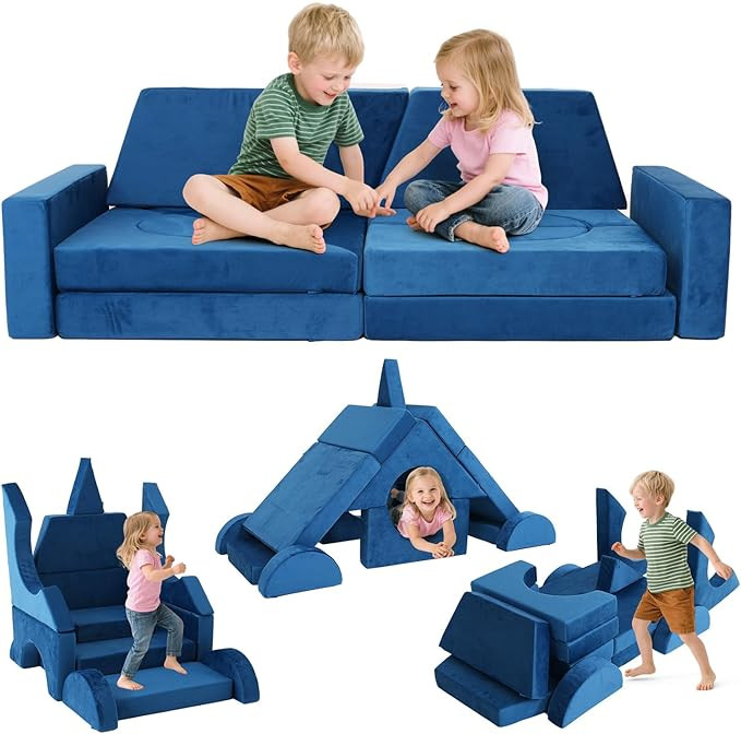15 Pcs Modular Kids Play Couch, Toddler Couches That Fold Out, Plush Foam Chair for Children’s ... | Amazon (US)