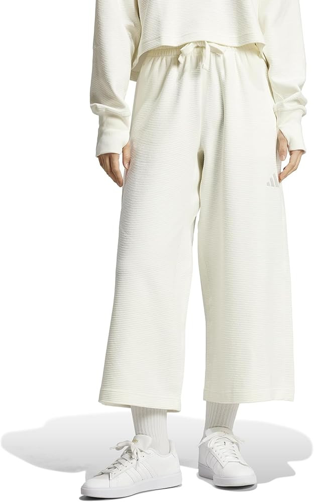 Adidas Womens All Szn Ribbed 7/8 Length Wide Leg Pants | Amazon (US)
