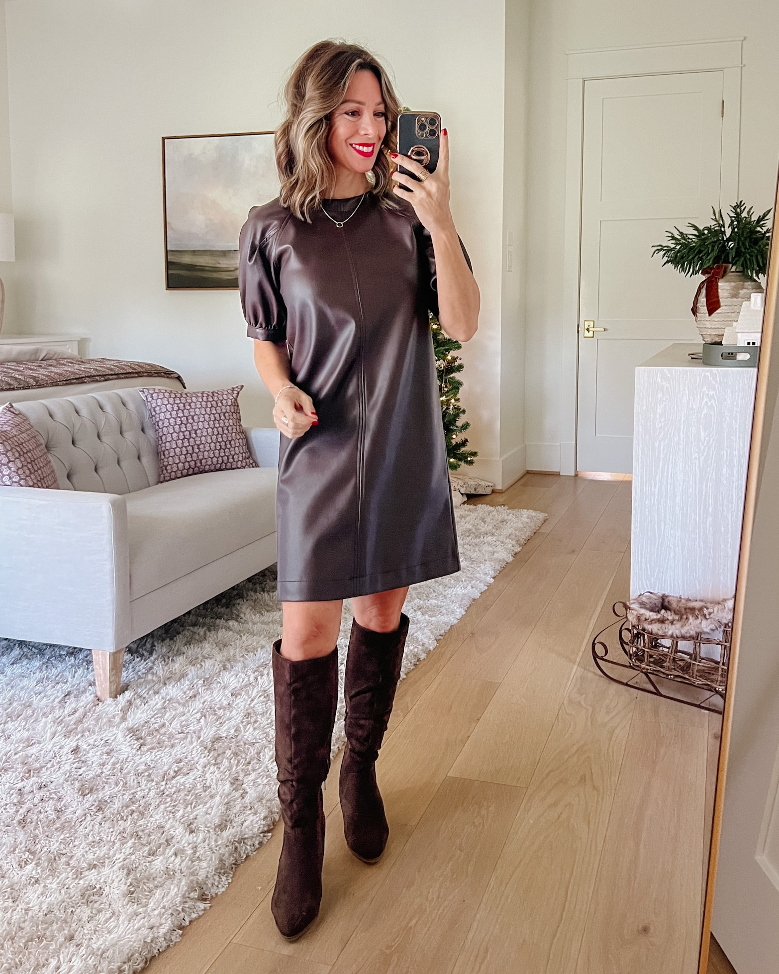 Feeling hot like the cocoa in this outfit! 🤎 Such a cute outfit for parties and date nights! 

Dress Fit: I’m wearing an XS

#LTKStyleTip #LTKWatchNow #LTKHoliday