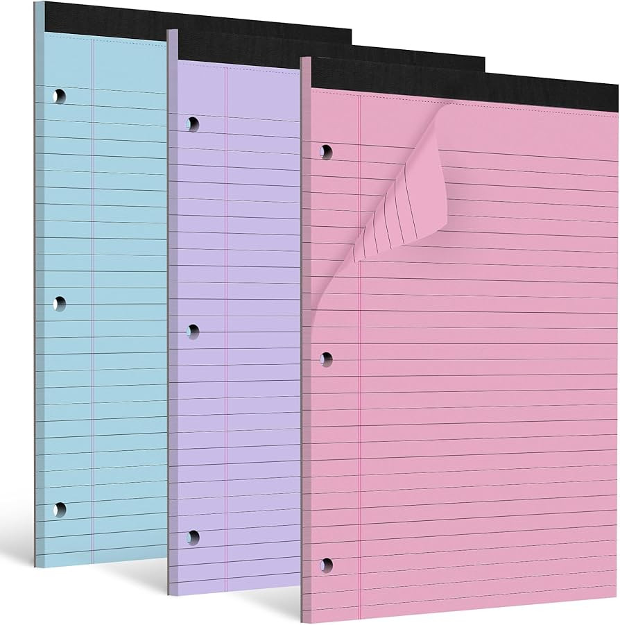 HAUTOCO 3 Pack 8.5 x 11 Legal Pads Colored Wide Ruled Notepads Perforated Writing Pads, 30 Sheets... | Amazon (US)