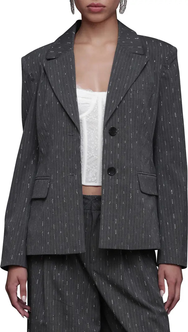 Rhinestone Detail Pinstripe Blazer | Nordstrom