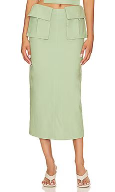 Camila Coelho Rousseau Midi Skirt in Sage Green from Revolve.com | Revolve Clothing (Global)