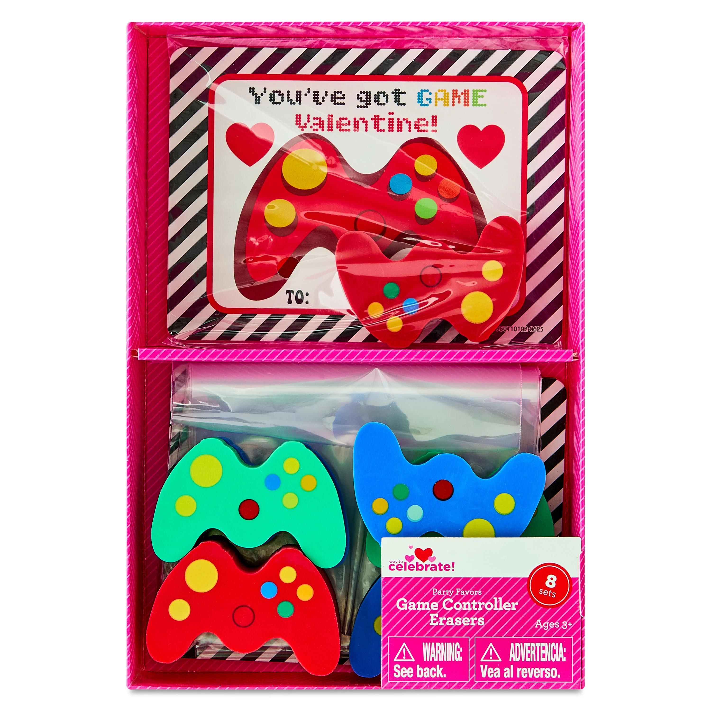 Classroom Exchange Cards with Game Controller Eraser Party Favors, Multicolor, 8 Count, Valentine... | Walmart (US)