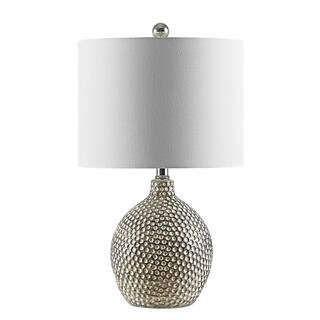 Breeda 19 in. Ivory Table Lamp with White Shade | The Home Depot