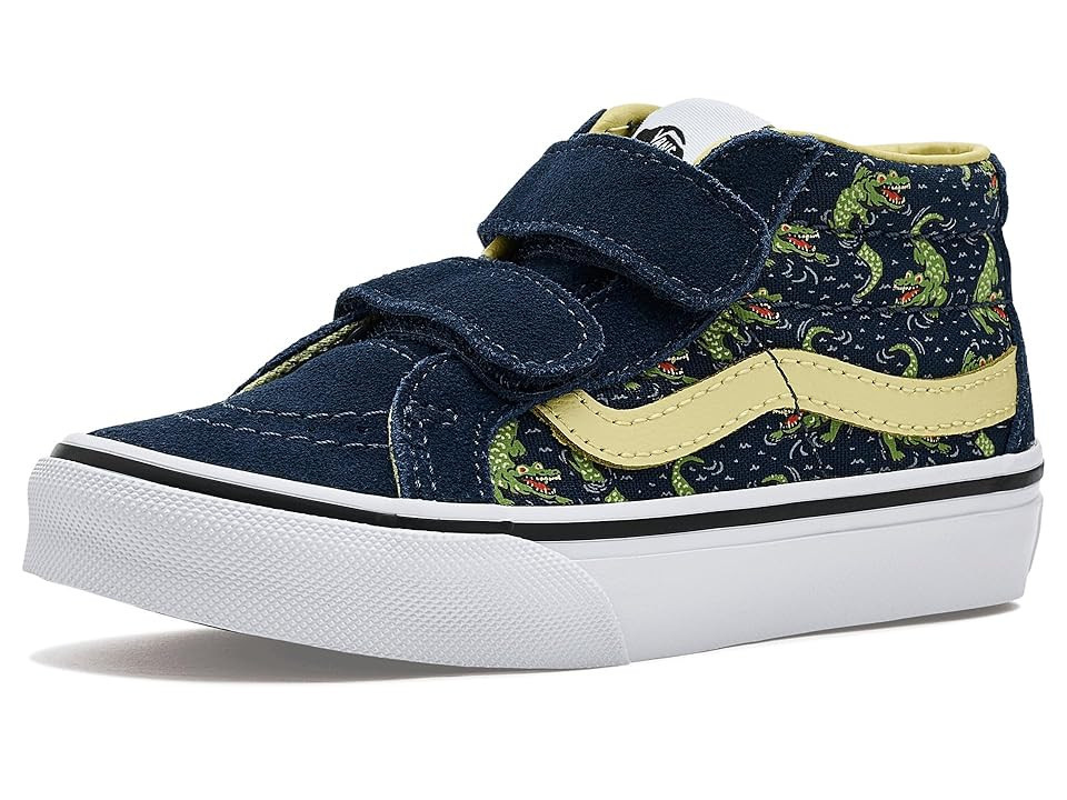 Vans Kids SK8-Mid Reissue V (Little Kid) Kid's Shoes Glow Croc Navy/Yellow: 2.5 Little Kid M, Canvas/Suede | Zappos.com