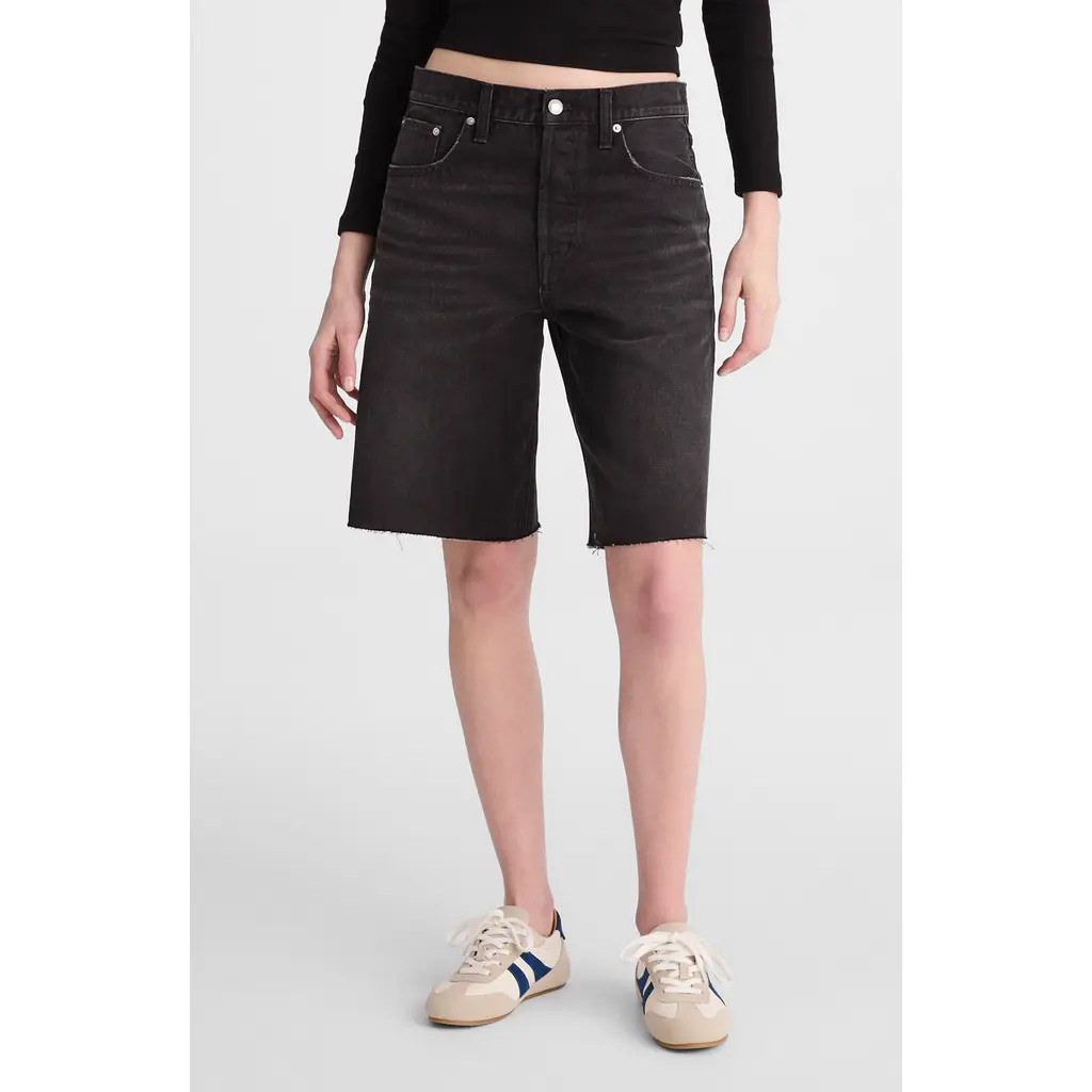 Madewell The Essex Long Baggy Denim Shorts in Ashen Black Wash at Nordstrom, Size 31 | Nordstrom