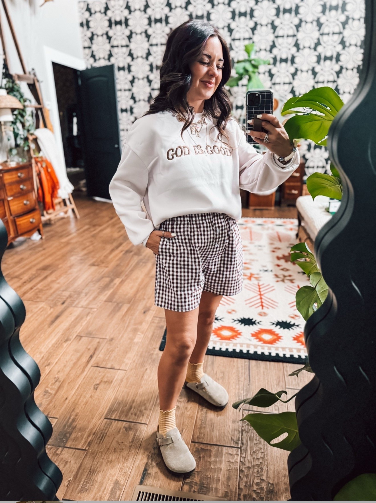 The perfect spring combo for cozy neutral vibes. Plaid shorts sized up one and the gos is good sweatshirt is always a good idea. 

#LTKSaleAlert #LTKPetite #LTKSeasonal