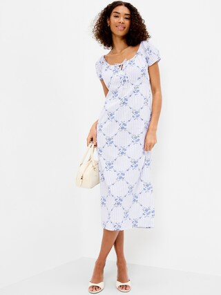 Short-Sleeve Scoop-Neck Midi Dress | Old Navy (US)