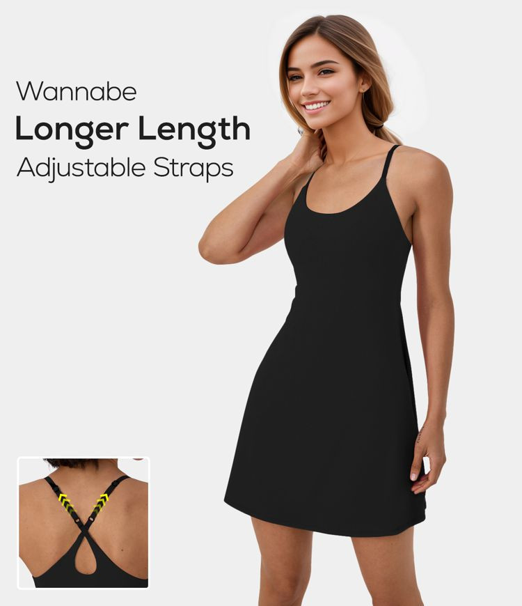 Women’s Everyday Cloudful™ Backless 2-in-1 Flare Activity Dress-Wannabe-Longer Length & Adjus... | HALARA