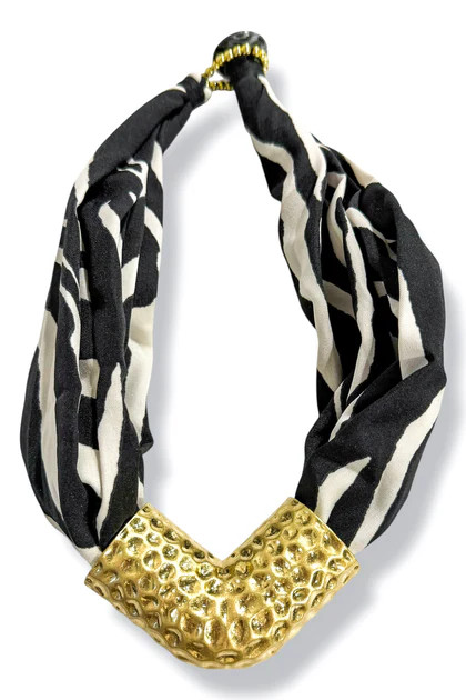 DOORBUSTER TWT X Kristalize Zebra Print Scarf Necklace | The Willow Tree