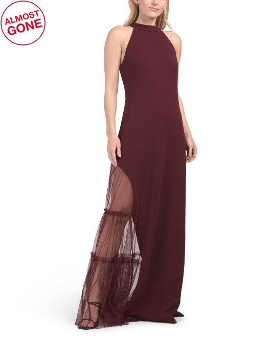 Sleeveless Tulle Halter Gown | TJ Maxx