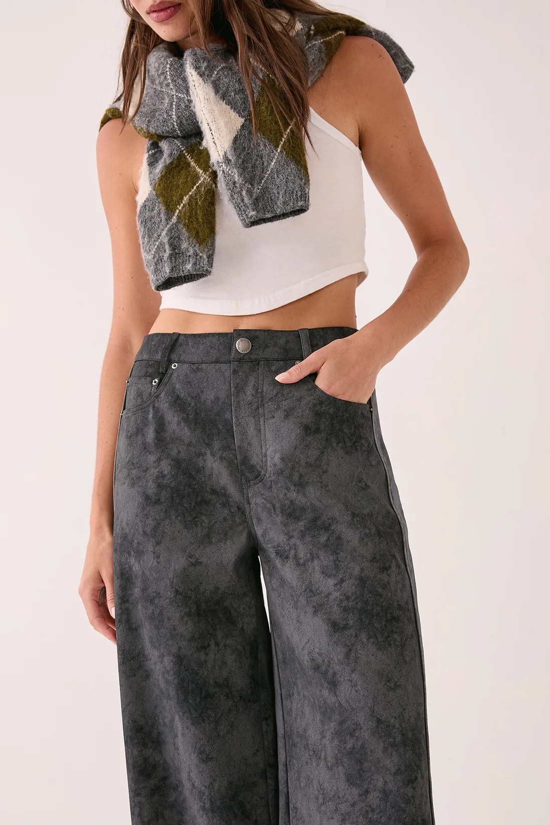 Trousers | Distressed Faux Leather Panelled Trouser | NastyGal | NastyGal UK