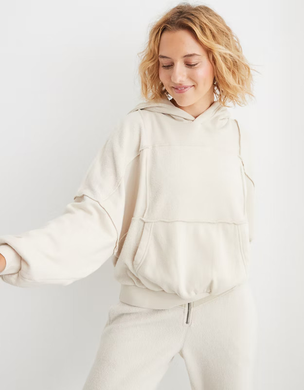 Aerie Sherpa Patchwork Hoodie | Aerie