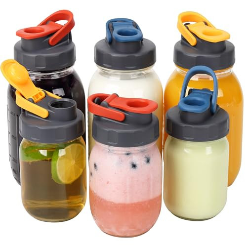 Soligt 6 Pack Mason Jar Lids, Regular Mouth Pour Spout Flip Cap Lids for Ball Brand Mason Jars, Leak Proof Airtight for Drinking Salad Dressing & Food Storing | Amazon (US)