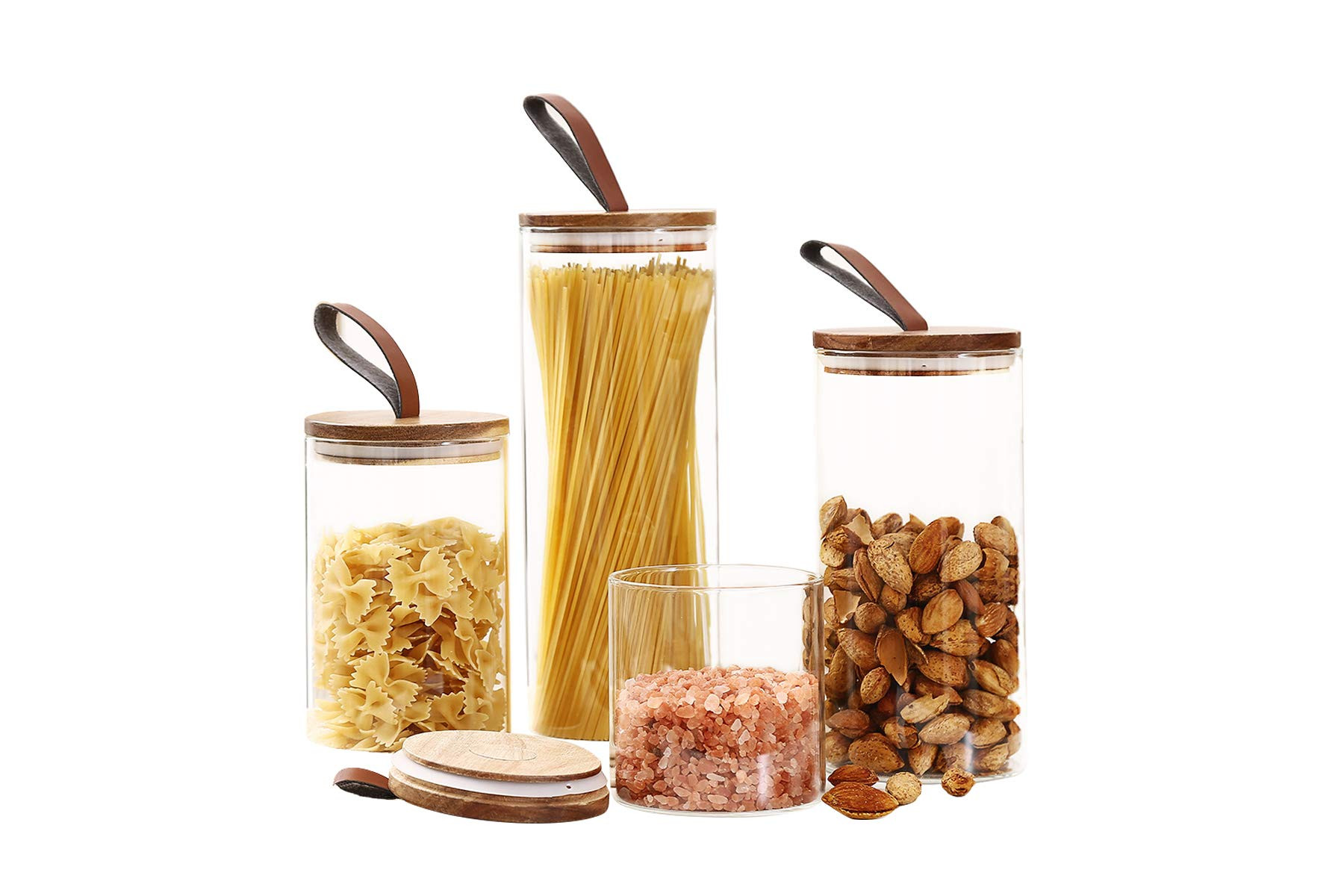 Emica Home Borosilicate Glass Kitchen Container/Canisters with Acacia Wood Air-tight Lid and PU H... | Amazon (US)