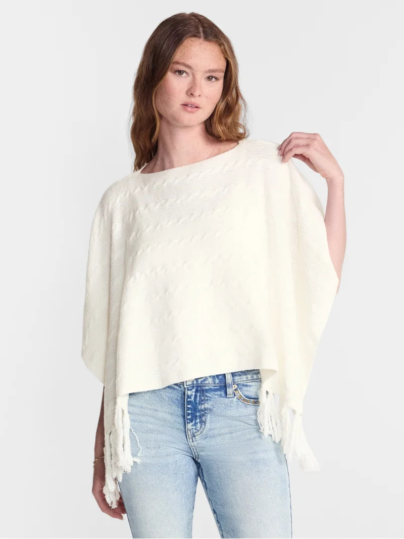 No Boundaries Sweater Poncho, Midweight, Women\u2019s XS-XXL | Walmart (US)